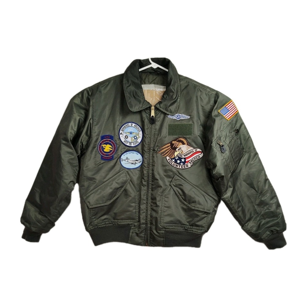 Rothco Flyer's Jacket Mens' Intermediate XL Green Full-Zip Patches MIL-J-6141